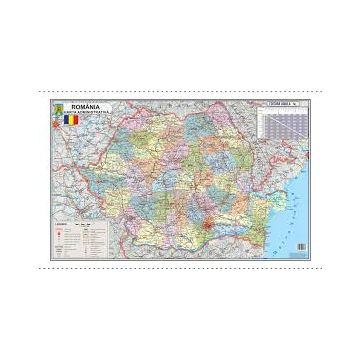 Harta Fizica si administrativa a Romaniei - 50 x 70 cm (Aquila)