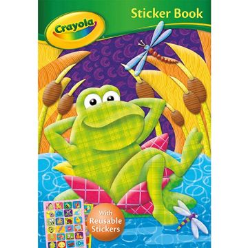 Crayola Sticker Book FROG, Carte de colorat cu autocolante reutilizabile (2906/CYSB1)