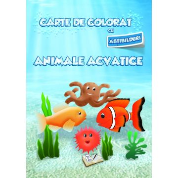 Carte de colorat cu abtibilduri. Animale acvatice (Ars Libri)
