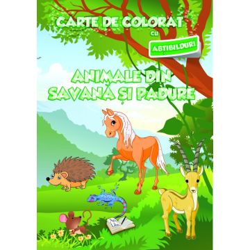 Carte de colorat cu abtibilduri. Animale din savana si din padure (Ars Libri)