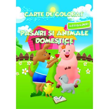 Carte de colorat cu abtibilduri. Pasari si animale domestice (Ars Libri)