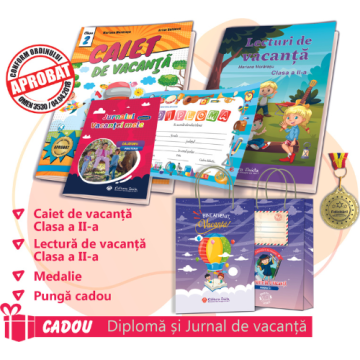 PACHET 5 PREMIERE CLASA A II-A - CAIET DE VACANTA + LECTURI DE VACANTA + MEDALIE + PUNGA CADOU (CADOU DIPLOMA+JURNALUL VACANTEI MELE)