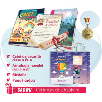PACHET 10 DE PREMIERE CLASA A IV-A - CAIET DE VACANTA + ANTOLOGIA NUVELEI ROMANESTI + MEDALIE + PUNGA DE PREMIERE (CERTIFICAT DE ABSOLVIRE CADOU)