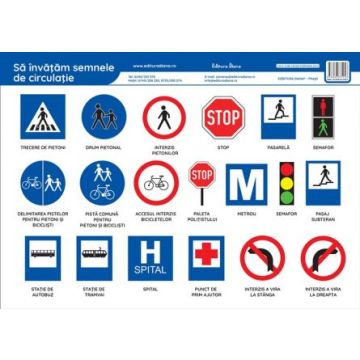 Sa invatam semnele de circulatie - plansa didactica A3 (Diana)
