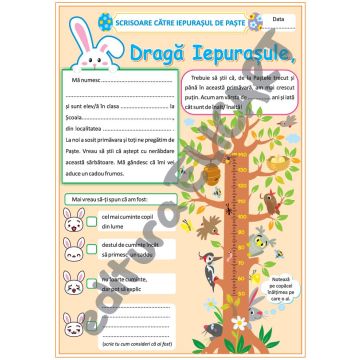 Scrisoare catre Iepurasul de Paste (Elicart)