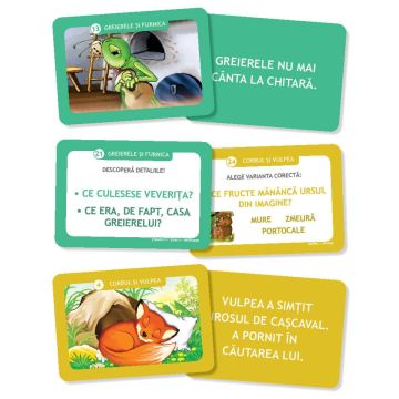Carduri pentru invatarea citirii. Greierele si furnica • Corbul si vulpea (Gama)