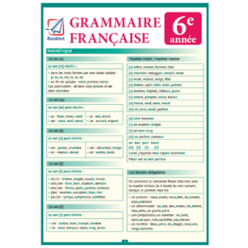 Pliant Grammaire française 6e année