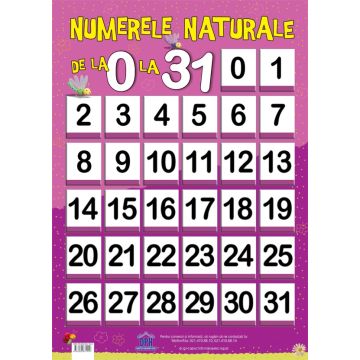 Numerele naturale de la 0 la 31 (Plansa)