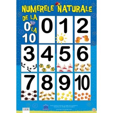 Numerele naturale de la 1 la 10 (Plansa)