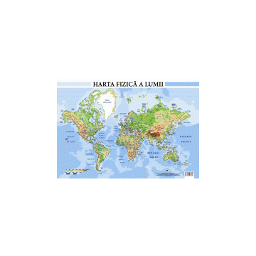 Harta fizica a lumii- Plansa format A2 (Aramis)