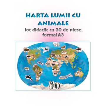Harta lumii cu animale - Joc didactic cu 30 de piese
