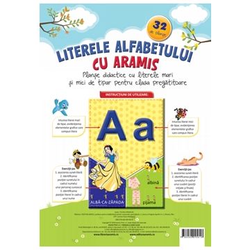 Literele alfabetului cu Aramis. Planse didactice cu literele mari si mici de tipar pentru clasa pregatitoare