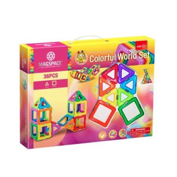 Magspace 36 Piese – Colorful World Set - Joc Magnetic Educativ de Constructie 3D