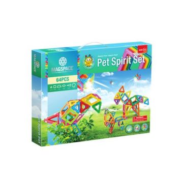 Magspace 64 Piese – Pet Spirit Set - Joc Magnetic Educativ de Constructie 3D
