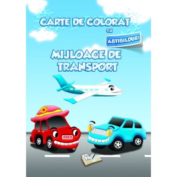 Carte de colorat cu abtibilduri. Mijloace de transport (Ars Libri)