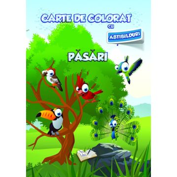Carte de colorat cu abtibilduri. Pasari (Ars Libri)