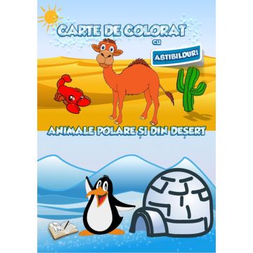 Carte de colorat cu abtibilduri. Animale polare si din desert (Ars Libri)