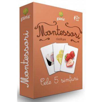 Cele 5 simțuri- CARTI DE JOC MONTESSORI (Gama)