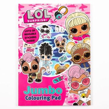 LOL Surprise Jumbo Colouring Pad- carte de colorat cu autocolante (3193/LOLJC)