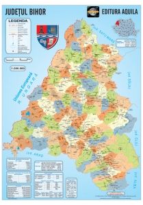 Harta fizica si administrativa a Judetului Bihor - 70 x 50 cm (Aquila)