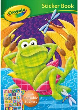 Crayola Sticker Book FROG, Carte de colorat cu autocolante reutilizabile (2906/CYSB1)