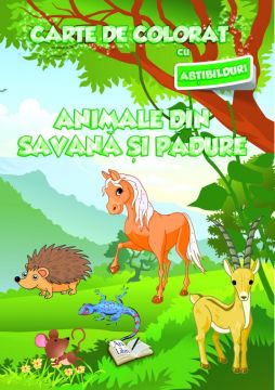 Carte de colorat cu abtibilduri. Animale din savana si din padure (Ars Libri)