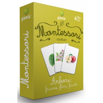 Arbori: frunze, flori, fructe- CARTI DE JOC MONTESSORI (GAMA)