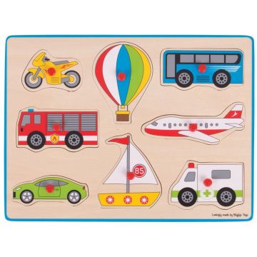 BigJigs Puzzle din lemn incastru - Vehicule