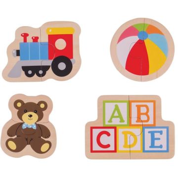 BigJigs Puzzle din lemn - Jucarii (8 piese)