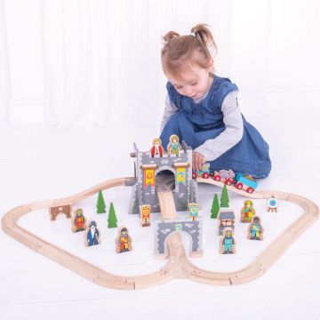 BigJigs Set cu trenuletul cavalerilor (46 piese)