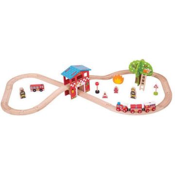 BigJigs Set cu trenuletul pompierilor