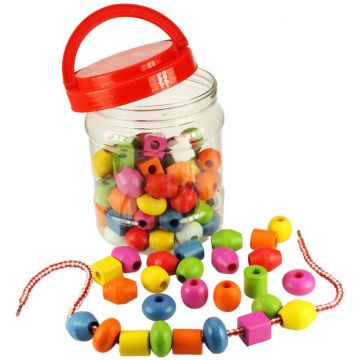 BigJigs Set margele din lemn pentru insirat