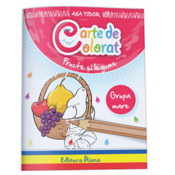 Carte de colorat - fructe si legume -grupa mare- 5-6 ani ROSU