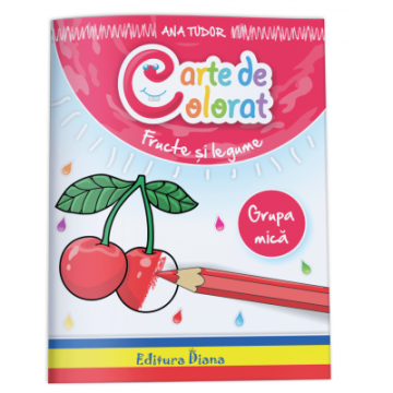 Carte de colorat - fructe si legume -grupa mica- 3-4 ani ROSU