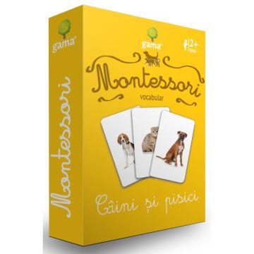 Vocabular. Caini si pisici. Carti de joc Montessori (Gama)