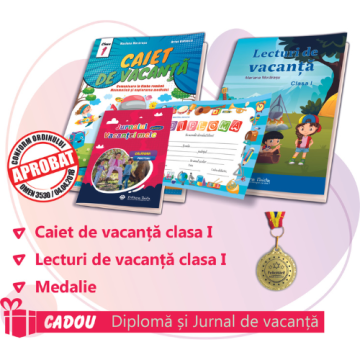 PACHET 4 PREMIERE CLASA I - CAIET DE VACANTA + LECTURI DE VACANTA + MEDALIE (DIPLOMA + JURNALUL VACANTEI MELE CADOU)