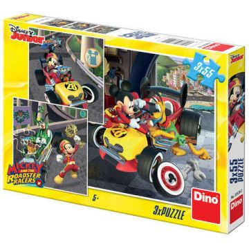 Dino Toys Puzzle 3 in 1 - Cursa lui Mickey Mouse (3 x 55 piese)