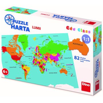 Dino Toys Puzzle geografic - Harta Lumii (82 piese)