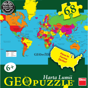 Dino Toys Puzzle geografic - Harta lumii (68 piese)
