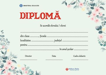 Diploma scolara personalizabila Taida - model 13