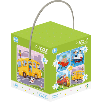 Puzzle 4 in 1 - Vehicule (12, 16, 20, 24 piese) 