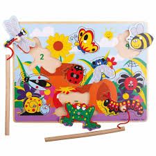 BigJigs Joc de pescuit magnetic - Prietenii din gradina