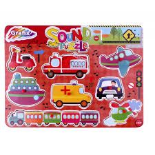 Grafix Puzzle din lemn cu sunete - Vehicule
