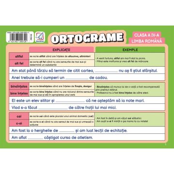 Pliant Ortograme – clasa a IV-a  (Booklet)
