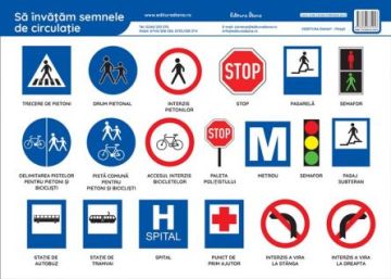 Sa invatam semnele de circulatie - plansa didactica A3 (Diana)