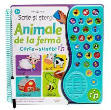 Scrie si sterge. Animale de la ferma. Carte cu sunete (Litera)
