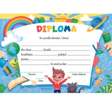 Diploma scolara personalizabila Taida - model 8