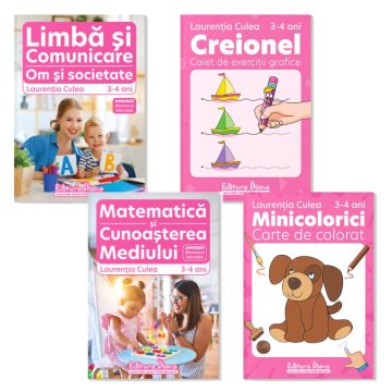 Pachet educational 3-4 ani, L. Culea (Set domenii + Carte de colorat + Creionel) (Diana)