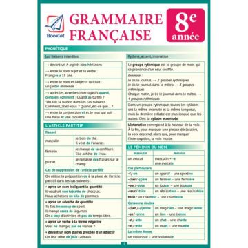 Pliant Grammaire française 8e année