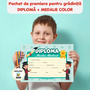 Pachet de premiere pentru gradinita - diploma si medalie 2026 (Diana)